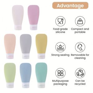 Silicon <b>Refillable</b> Shampoo Cosmetic Container Travel Bottles 90ml Portable Empty Small 2oz Silicone Travel Size Squeeze Bottle - Product Image 2
