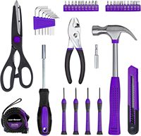 Ensemble d'outils OEM en acier au carbone et plastique, 39 pièces, à commande manuelle, pour usage domestique général, avec coffret de rangement rigide