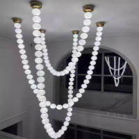 JYLIGHTING Lustre suspendu long en forme de coupe à vin pour escaliers, hôtels, villas, halls, allées, bars, lampe de plafond suspendue