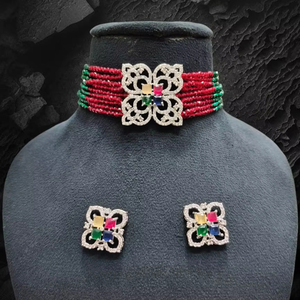 Ras du cou indien fabricant de collier en laiton AD ensemble de pendentifs tendance pour les vêtements de fête de mariage des femmes - Product Image 1