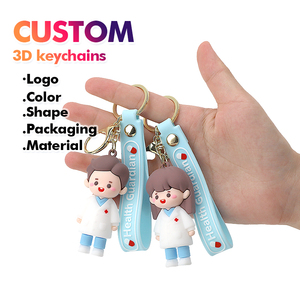 Porte-clés personnalisé en PVC et silicone, figurine mascotte 3D, poupée de dessin animé, breloque de sac, MOQ 3000 pièces, pour cadeau promotionnel - Product Image 2