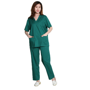 Produsen OEM Pakaian Medis Perawatan Rumah Sakit dan Scrub Dokter Poliester Katun Kain Hijau - Product Image 3