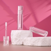 Emballage de rouge à lèvres liquide en plastique 5,2 ml, tube de gloss à lèvres transparent personnalisé avec logo, couvercle translucide rose pastel clair