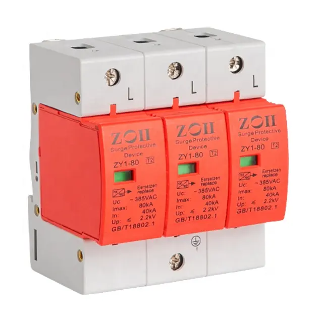 CE 3P SPD 20KA~80KA Surge Protector 500V Lightning Arrester