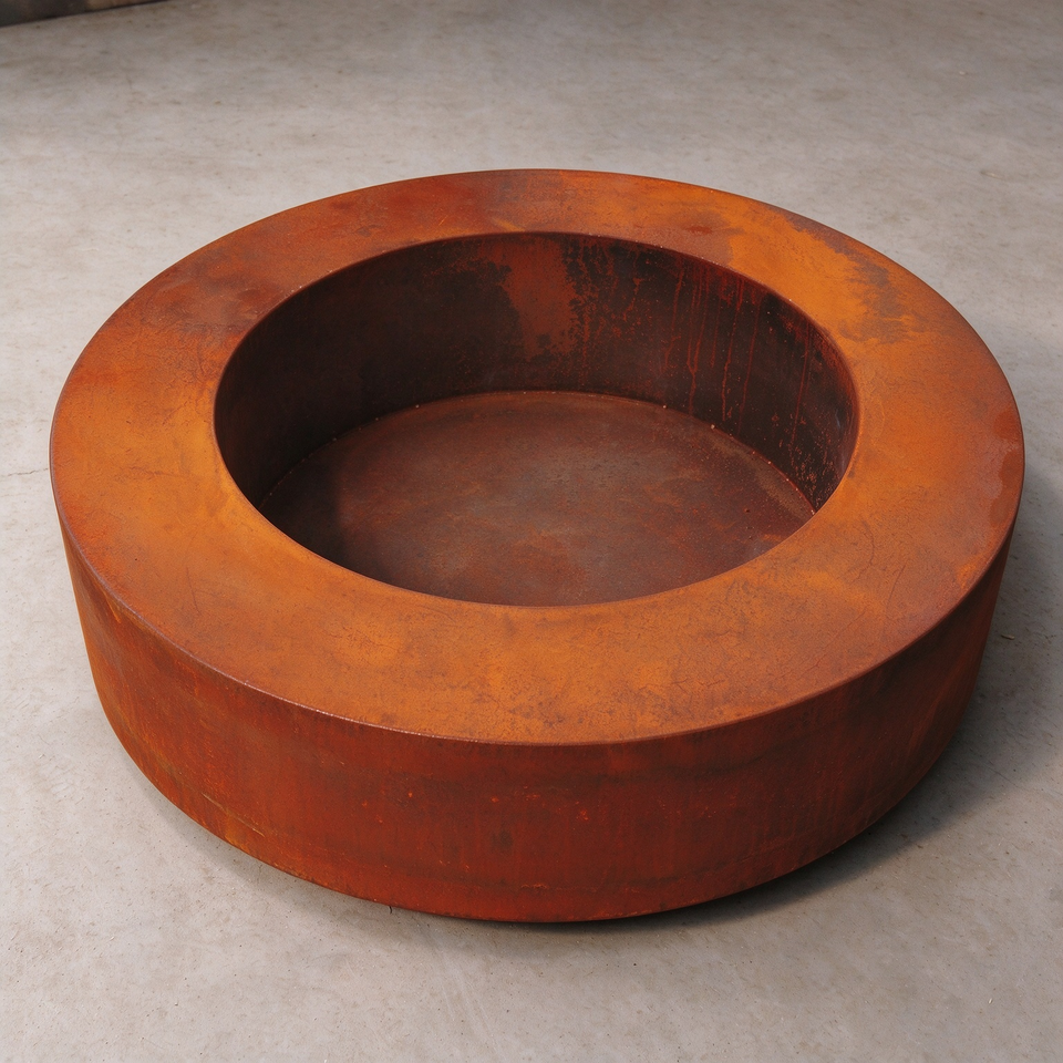 Corten Steel Wood Burning Fire Pit Round Fire Bowl Outdoor Garden Patio ...