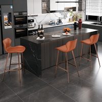 En stock - Tabouret de bar moderne en cuir véritable personnalisable, tabouret haut luxueux pour la maison, table d'îlot