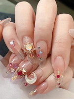 TSZS alta calidad aleación japonesa diseño de uñas 3D Luna estrella Sailor Moon hermosa chica rojo rosa diamante uñas encantos