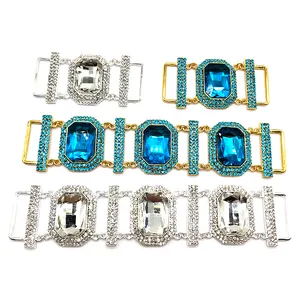 Wholesale Fashion Big Glass Bikini Hardware Alloy Crystal Rhinestone Connector Buckle For Women Sexy Beach Swimwear Accessories