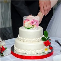 Support de gâteau en acrylique transparent avec lumières LED Boîte cylindrique pour présentation de fête d'anniversaire de mariage