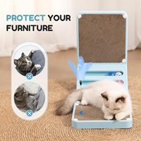 Griffoir mural en forme de L pour chat avec boule à gratter, design Oie et Mouton, griffoir vertical d'intérieur pour chat