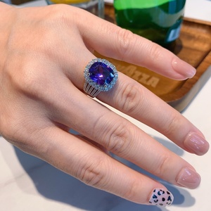 Wholesale Fashion Jewelry Eco-friendly Copper 10*12mm Purple Zircon Twisted Vintage Unique <b>Cheap</b> Design <b>Ring</b> for Women - Product Image 3