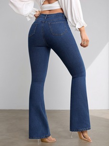 YUANBOFEI <span class=keywords><strong>Jeans</strong></span> Vintage <span class=keywords><strong>Femme</strong></span> de Haute Qualité, <span class=keywords><strong>Coupe</strong></span> Skinny Évasée, Effet Allongeant les Jambes, Jean Slim en Denim à Patte d'Éléphant pour le Quotidien - Product Image 4