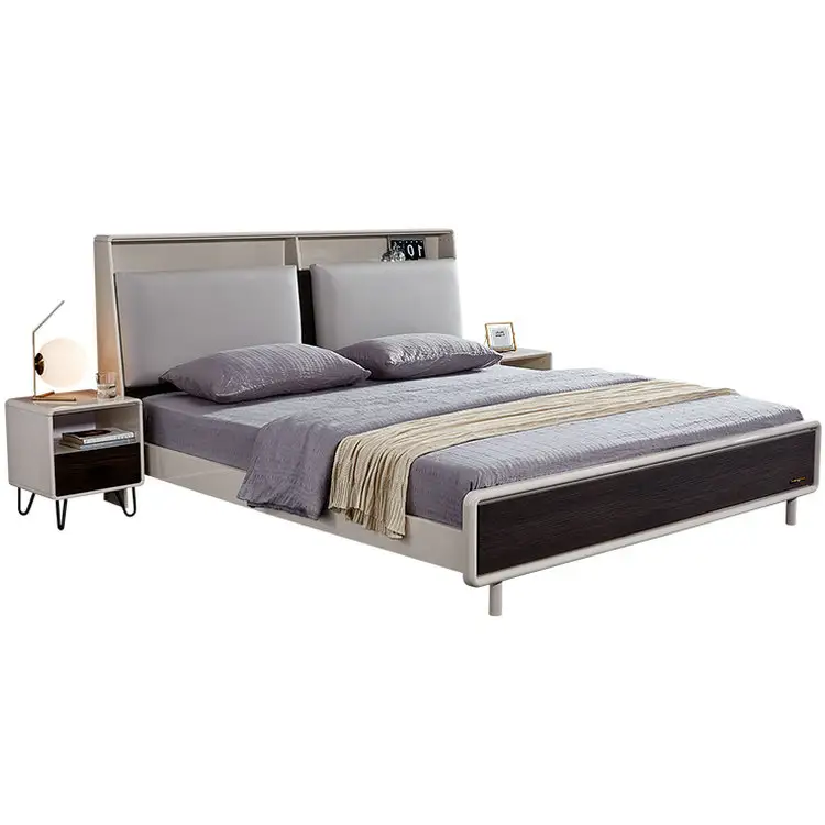 Dormitorio ahorra espacio de cama de madera gris cama doble para venta