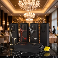 Luxuriöse Weinflaschen-Verpackungstasche mit Laminierung Schwarze Papier-Geschenktasche für Wein & Champagner Option für Individuelles Logo