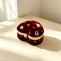 Boîtes de rangement pour bijoux de luxe, brodées à la main, en forme de cœur, rigides, avec séparateurs pour bagues et boucles d'oreilles, emballage personnalisé en velours, boîte cadeau pour organiser les bijoux