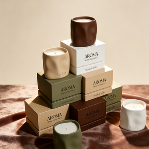 Tarro de vela de lujo personalizado con logotipo, tamaño y color, venta al por mayor, con elegante caja de embalaje - Product Image 1