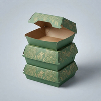 Boîte à hamburger en carton imprimé sur mesure, résistante à la graisse, avec fermeture pliable pour la vente à emporter et la restauration rapide