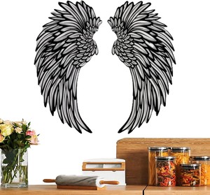 Silueta alas de Ángel negro fiesta brillante vacaciones decoraciones de pared de Metal arte iluminación regalos - Product Image 1