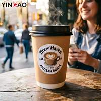 Rouleau d'autocollants personnalisés pour gobelets à café, étiquettes rondes en vinyle imperméable, adhésifs pour emballages de boissons à emporter, autocollants d'étanchéité, impression de logo