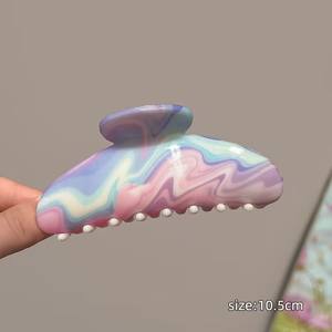 Nouvelle pince à cheveux géométrique irrégulière, grande pince requin en plastique pour femme, idéale pour mariage et fête - Product Image 5