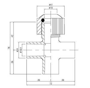 Raccord de tuyauterie croisé PVC japonais Kansaikako P37-001 13A à quatre voies avec connexion union unilatérale - Product Image 2