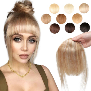 Frange a Clip 100% Capelli Umani, Estensioni Bionde Naturali con Ciuffi Laterali, Accessorio per Capelli - Product Image 1