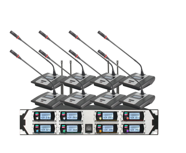 GPUB Professional Singing Sound System UHF 8 Channel Wireless Microphone Gooseneck Conference Microphone Dynamic Metal