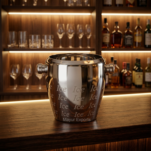 Seau à glace élégant au design industriel en acier inoxydable durable avec poignées latérales, refroidisseur à vin floral poli pour hôtel, maison, fête - Product Image 3