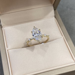 <span class=keywords><strong>Anelli</strong></span> di Fidanzamento in Oro Massiccio 10k 14k 18k con Diamanti Sintetici CVD HPHT Certificati IGI Gia, Taglio Marquise, <span class=keywords><strong>per</strong></span> Donne e Uomini - Product Image 6