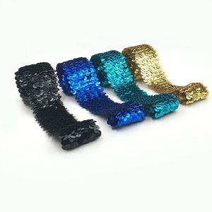 Nhà Máy Bán Sỉ 4.8Cm Đàn Hồi Sequins 5 Hàng Hạt Sequin Ren Vải Cắt Tỉa Cho Khiêu Vũ Quần Áo - Product Image 1
