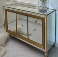 Meuble de salon miroir en promotion, console de luxe dorée, buffet miroir pour la décoration de la maison et des hôtels