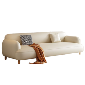 ชุดโซฟาแบบแยกส่วนครีมกำมะหยี่สไตล์นอร์ดิกพร้อมเตียงขนาดเล็กหรูหราสำหรับใช้ในบ้านและเช่าห้องนั่งเล่นอพาร์ทเมนต์ - Product Image 1