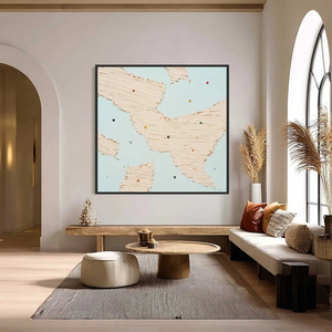 Textured Minimalist Abstract Map Painting <b>Canvas</b> Art With Wood <b>Frame</b> Contemporary Wall Decor Indoor 3D for gallery - Product Image 3