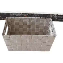 Colección colgante de pared para el hogar tejida a mano, estante de almacenamiento para dormitorio y baño, estante de hierro + cesta de almacenamiento de cinta de polipropileno