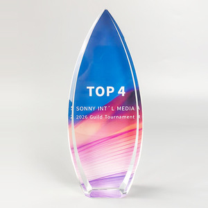 Crystal <b>Trophy</b> Top 4 Award Laser <b>Engraved</b> Digital Printing Geometry Design Business Gift Commemorative - Product Image 1