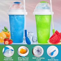 Nouvelle tasse à smoothie manuelle en silicone réutilisable et flexible pour l'été, à double paroi pour la préparation de glaces, 330 ml