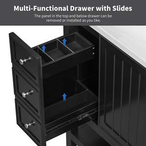 Db 36-Inch Rustic Bathroom Vanity Floor Standing Black Cabinet <b>With</b> One Door And Three <b>Drawers</b> Water Resistant Design - Product Image 6