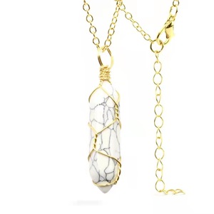 Collier avec pendentif en fil d'acier fait à la main, pierre naturelle, bijoux à la mode pour <span class=keywords><strong>jeunes</strong></span>, 1 pièce - Product Image 4