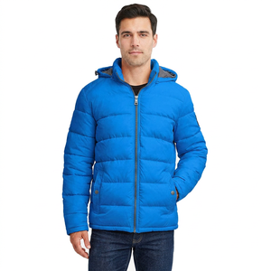 Chaqueta de Invierno Acolchada para Hombre, Chaqueta de Burbujas con Capucha y Cuello Alto, Tela de Alta Calidad, Logotipo Personalizado Bordado, Diseño Reversible - Product Image 1