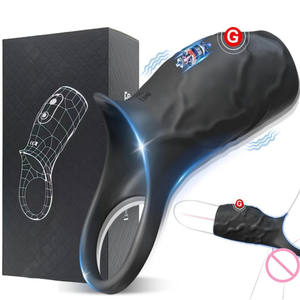 USB şarj edilebilir silikon erkek Penis halkası horoz halka vibratör seks oyuncakları erkekler için - Product Image 4