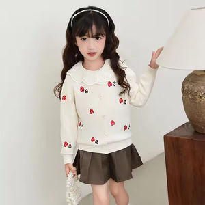 Cardigan en coton tricoté pour l'été, haut brodé pour tout-petits, enfants et filles - Product Image 1