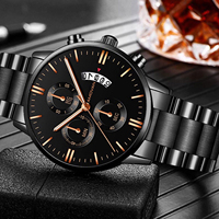 AMOVAN Dernière Montre Homme Tendance à Quartz avec Calendrier, Boîtier en Alliage, Bracelet en Acier et Cuir 22mm, Chronographe à Aiguilles, Montre-Bracelet Décontractée et Habillée