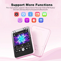 Lecteur MP3 avec écran tactile TFT complet de 2,4 pouces, rose, portable, haut-parleur intégré, port Type-C, vidéo et e-book, fabrication OEM
