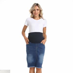 GZY Mujeres embarazadas Apoyando <span class=keywords><strong>Falda</strong></span> corta de mezclilla Moda Hot Mom Casual Thin <span class=keywords><strong>Falda</strong></span> suelta de gran tamaño - Product Image 3