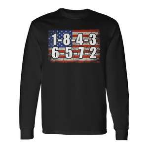 Camiseta de manga larga Usa Flag 18436572 Firing Order Small Block V8 Engine - Product Image 1