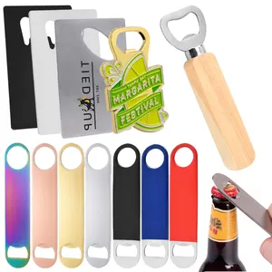 Apribottiglie di birra con Logo personalizzato in metallo con carta di credito in bianco a sublimazione magnetica in legno