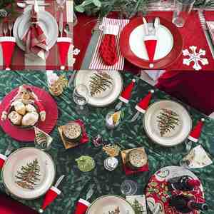 Porte-couverts personnalisés en forme de bonnets de Père Noël - Accessoires de table festifs pour les dîners de Noël - Product Image 3