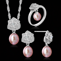 Anting Mutiara Kalung Mutiara Set Perhiasan Mutiara Kalung Beras Cincin Anting Stud Kalung Air Tawar Anting Air Tawar
