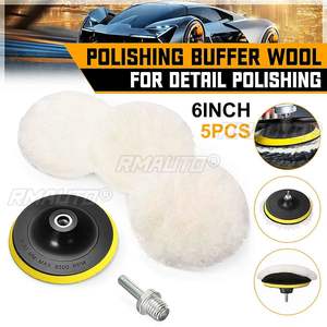 Juego de 5 Almohadillas de Lana para Pulir, Almohadillas de Lana para Pulir y Abrillantar el Coche, Almohadillas para el Cuidado de la Pintura del Coche, para Taladro de 6'' M14, para Detallado y Encerado de Coches - Product Image 1