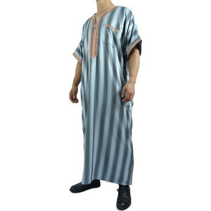 Vêtements arabes islamiques pour hommes <span class=keywords><strong>Djellaba</strong></span> dubaï Abaya Kaftan musulman moyen-orient Caftan ample décontracté à capuche Robe à rayures Jubba Thobe - Product Image 6